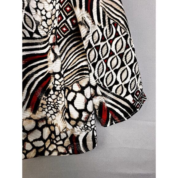 Alfred Dunner Jacket Women's 16 Black Red Art To Wear Lined Office Work - Picture 3 of 10